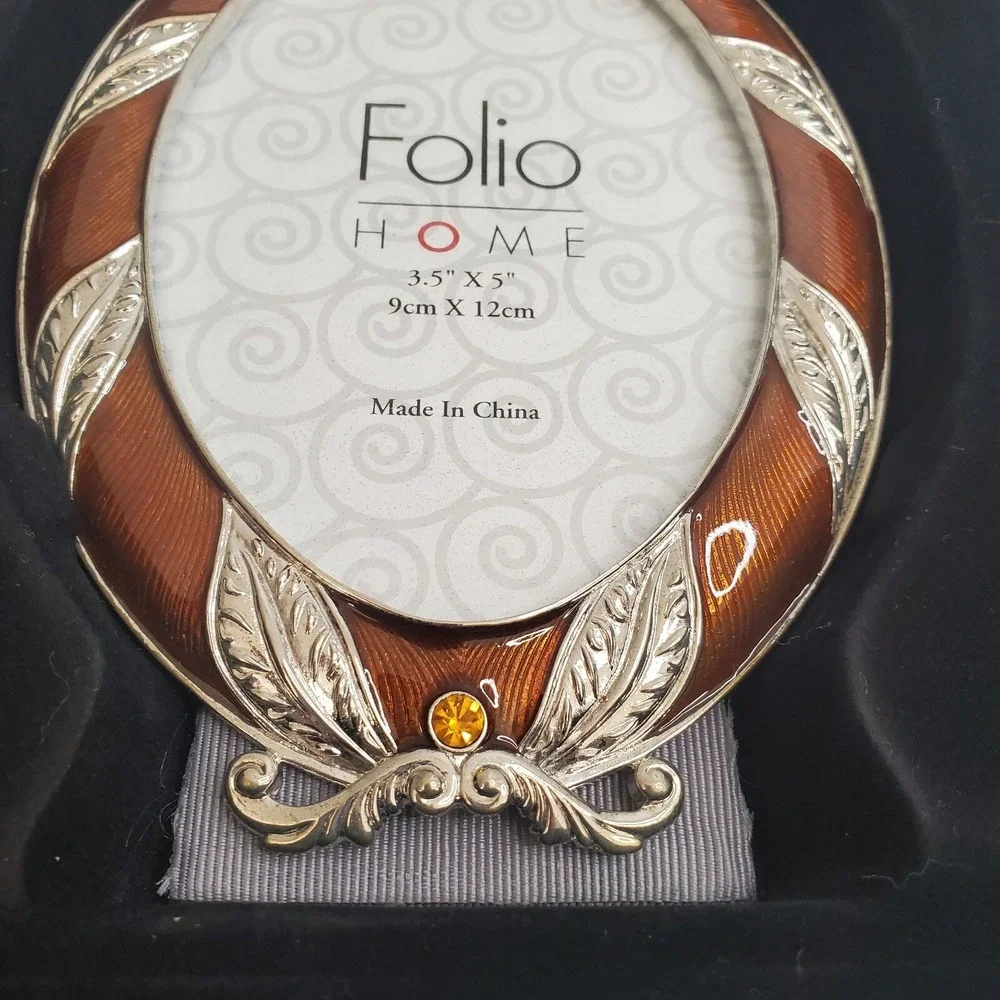 Folio Home Enamel‎ Austrian Crystal Oval Picture Frame New Open Box